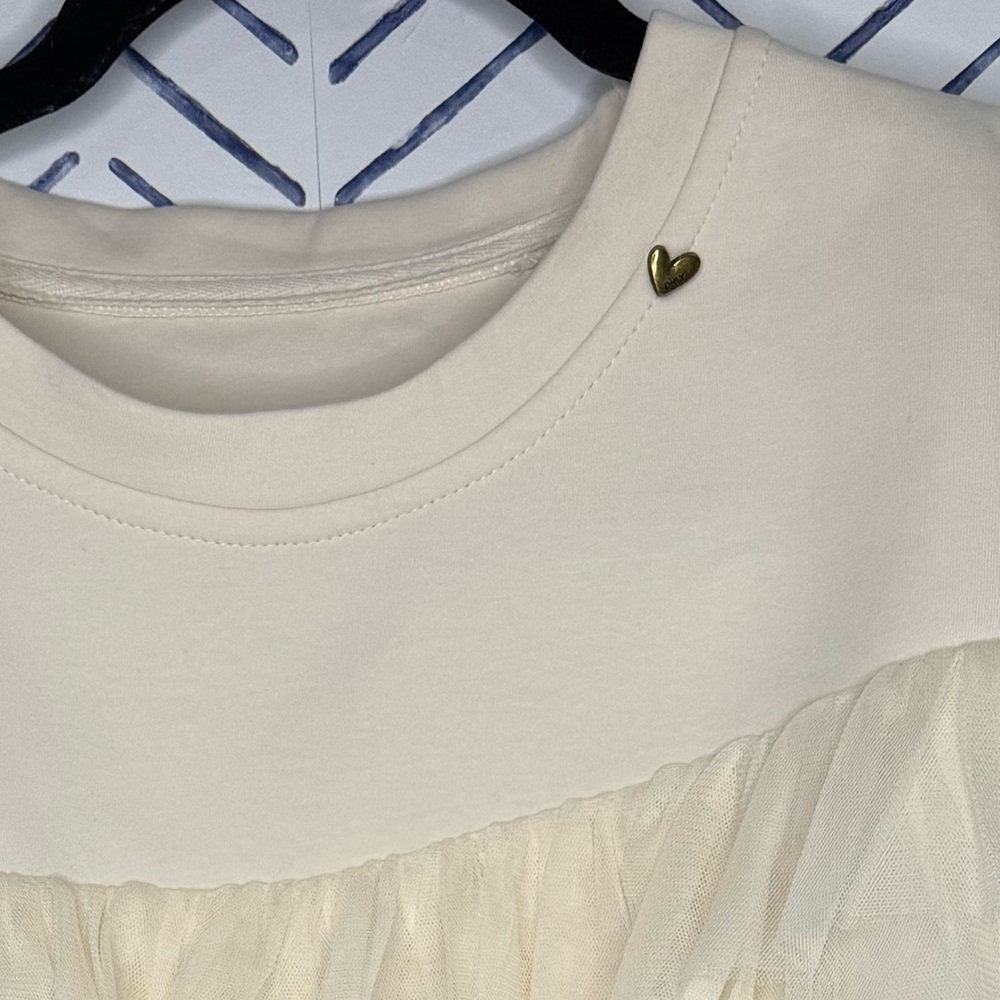 DKNY Cream oversized Embellished Sweatshirt sweater Size Small - Picture 3 of 4